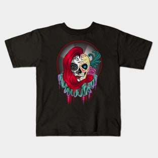 Sugar Skull Jester Girl Clown Kids T-Shirt